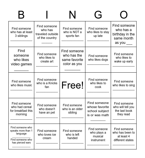 Untitled Bingo Card
