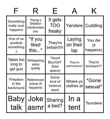 Gooner asmr Bingo Card