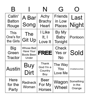 COUNTRY CLASSICS Bingo Card