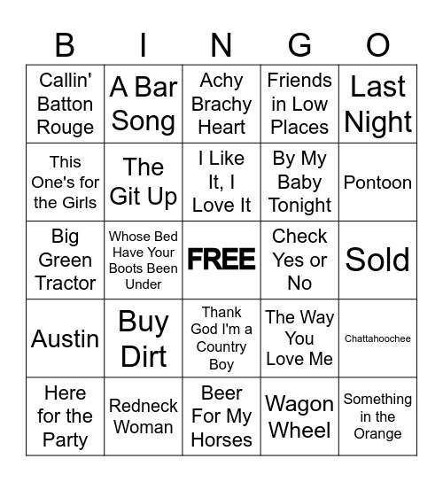 COUNTRY CLASSICS Bingo Card