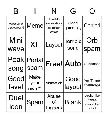 Recent tab list Bingo Card