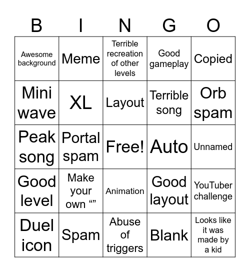 Recent tab list Bingo Card