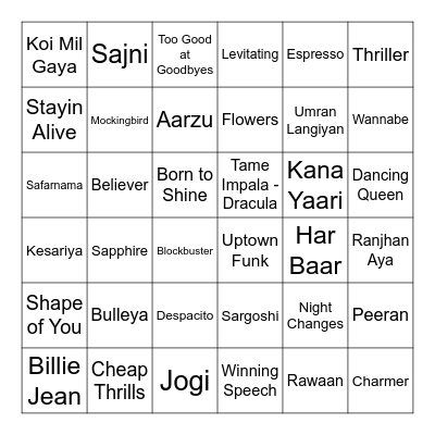 Musical Jamboree Bingo Card