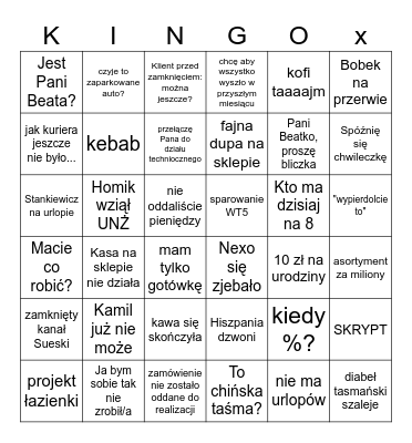 Projekt oświetlenia Bingo Card