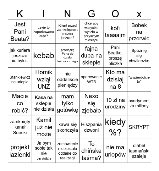 Projekt oświetlenia Bingo Card