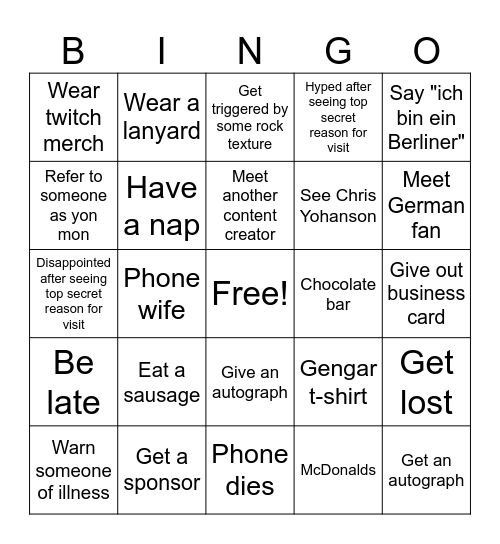 Jay's Gamescom Adventure Bingo Card