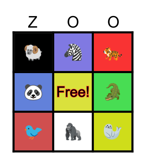Zooooo Bingo Card