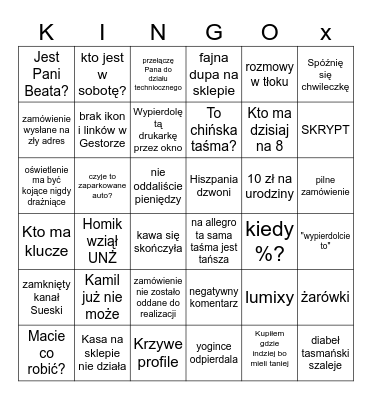 Projekt oświetlenia Bingo Card
