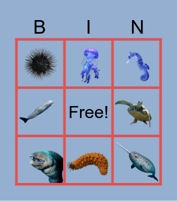 Sea Animals Bingo Card