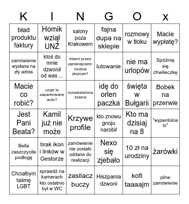 Projekt oświetlenia Bingo Card