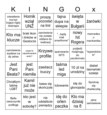 Projekt oświetlenia Bingo Card