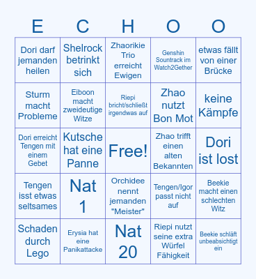 Echo Bingo Card