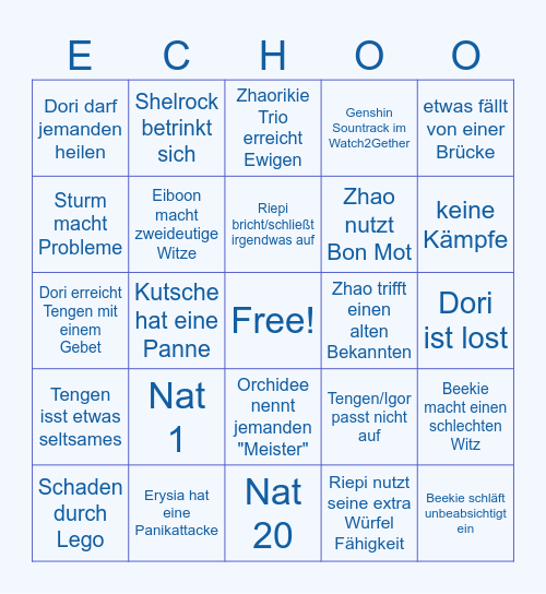Echo Bingo Card