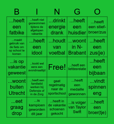 kennismaking bingo Card