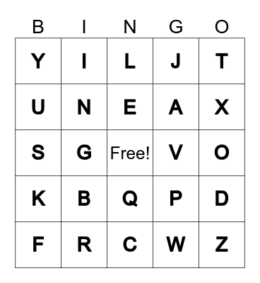 ALPHABET BINGO Card