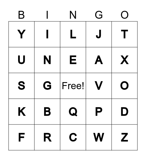 ALPHABET BINGO Card