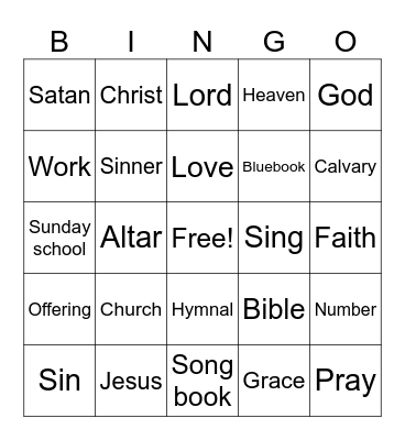Sermon Listening Bingo Card