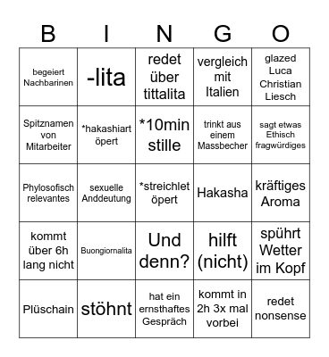 Sergio Bullshit Bingo Card