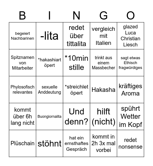 Sergio Bullshit Bingo Card