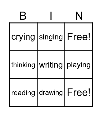 Verb -ing Bingo Card