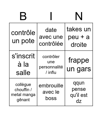 Nathan controlor Bingo Card