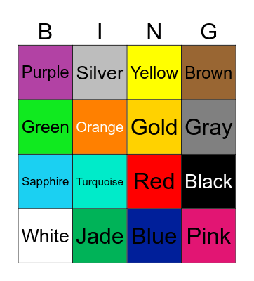 Colors Bingo Card