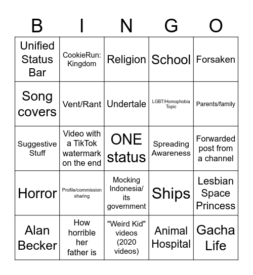 Hagia Status BINGO Card