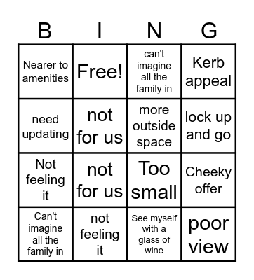 Place in The Sun Bingo Card