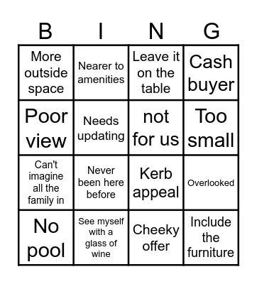Place in the Sun Bingo Card