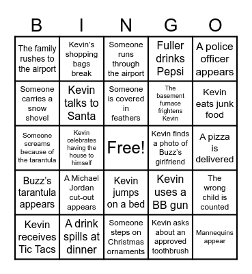 Home Alone Bingo Card