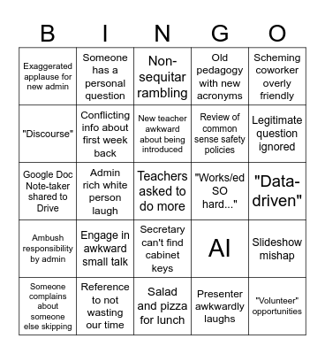 PD Bingo Card
