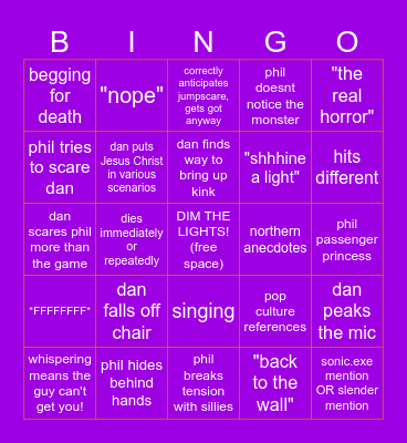dnp games scary edition Bingo Card