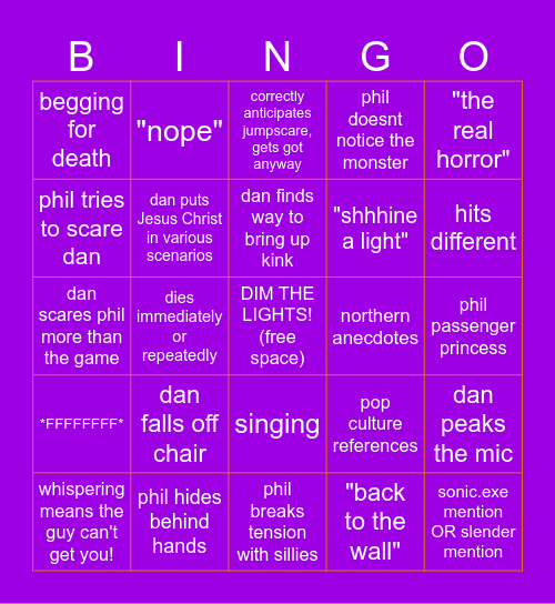 dnp games scary edition Bingo Card
