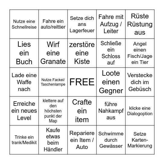 Bingo duell Bingo Card