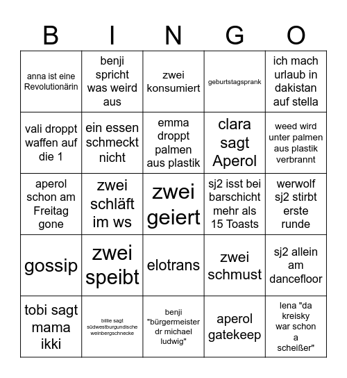 sowe Bingo Card