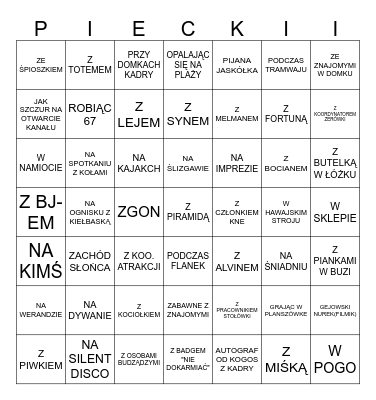 ZERÓWKOWE BINGOZ Bingo Card
