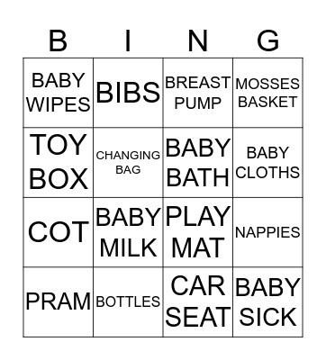 Hannah's Baby Shower Bingo Card