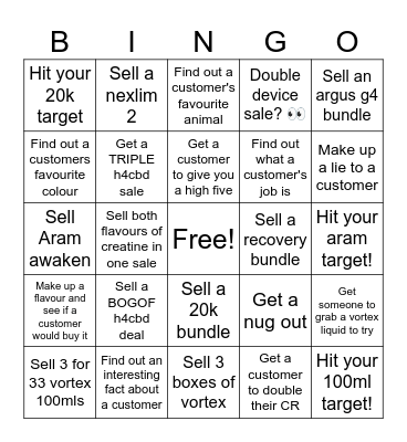 Georgia's A2 Bingo Card