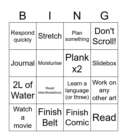 Do Today Bingo Card