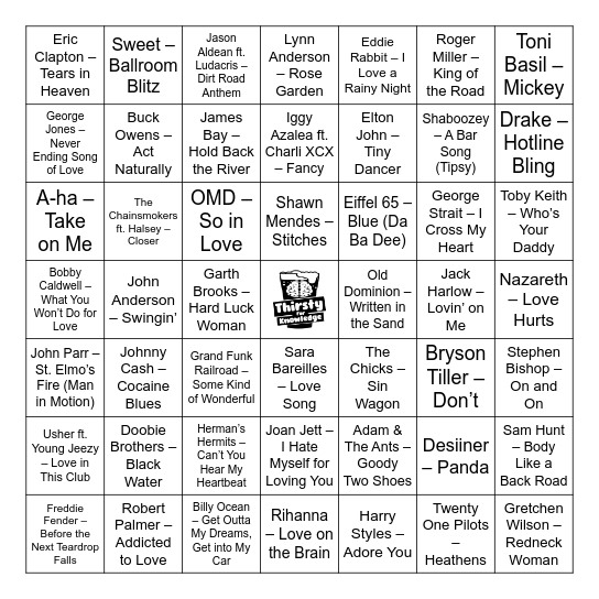 Thirsty For Knowledge Music Bingo Card