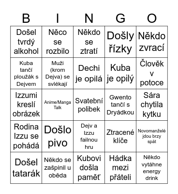 Svatební Bingo Card