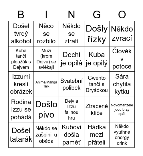 Svatební Bingo Card