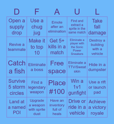 Fortnite Bingo! Bingo Card