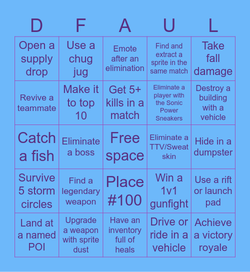 Fortnite Bingo! Bingo Card