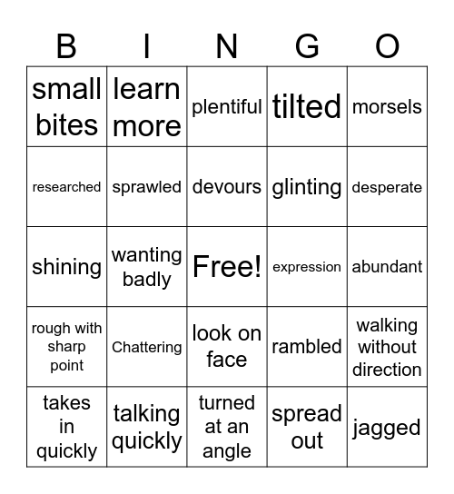 Grade 5 Unit 2 Bingo Card