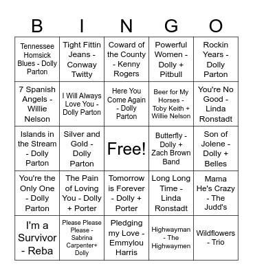 Dolly & Friends Bingo Card