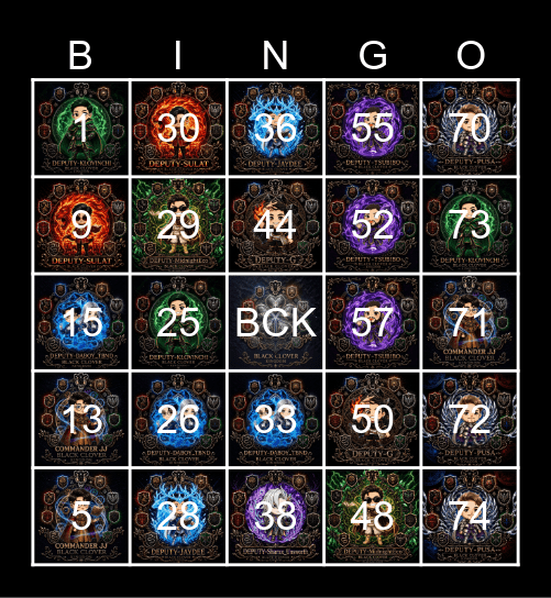 BCK BINGO CARD Bingo Card