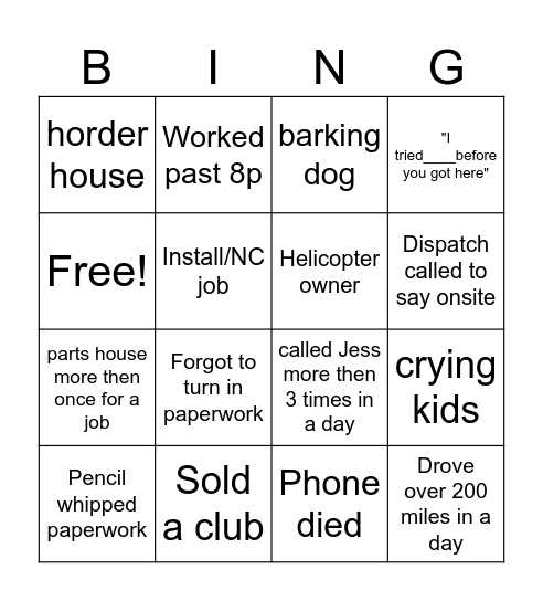 CCP Bingo Card