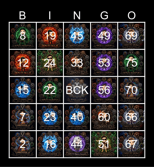 BCK BINGO CARD Bingo Card