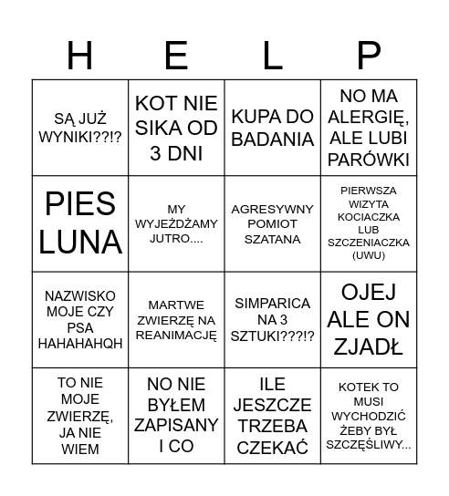 WETMEDYKA RECEPCJA BINGO Card